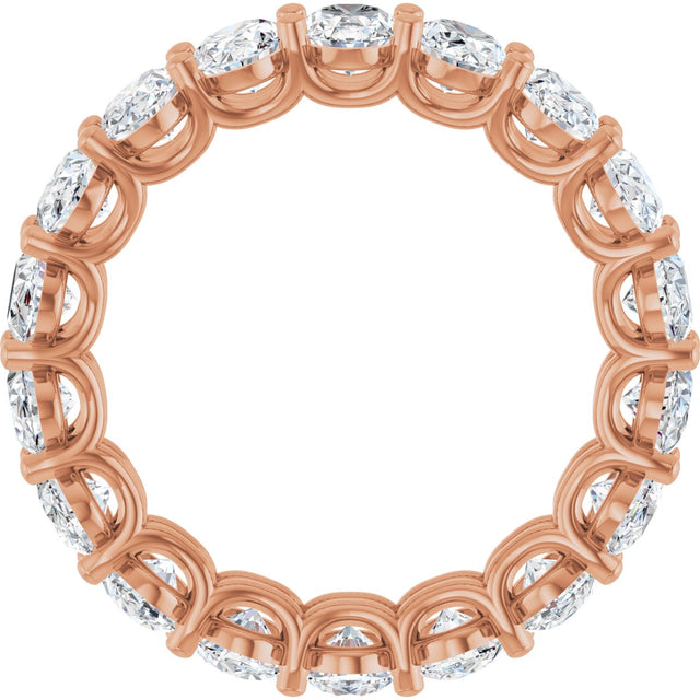14K Gold Oval Natural Diamond Low Profile Eternity Band - 6x4mm Stones (Style 689503) - Rose Gold - view 2