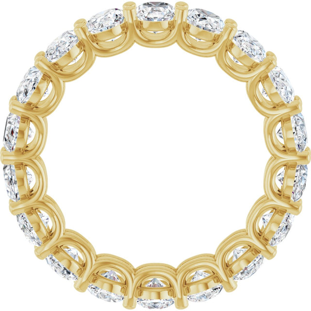 14K Gold Oval Natural Diamond Low Profile Eternity Band - 6x4mm Stones (Style 689503) - Yellow Gold - view 2