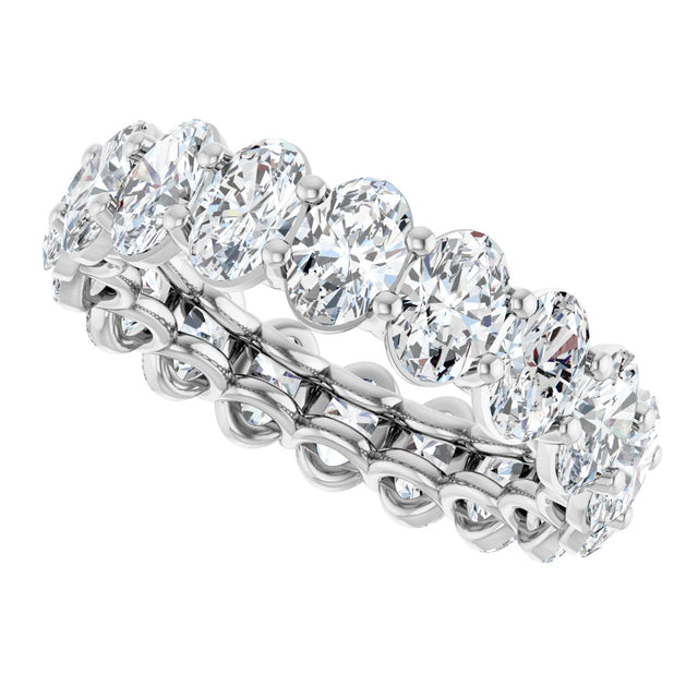 Platinum Oval Natural Diamond Low Profile Eternity Band - 6x4mm Stones (Style 689503) - view 5