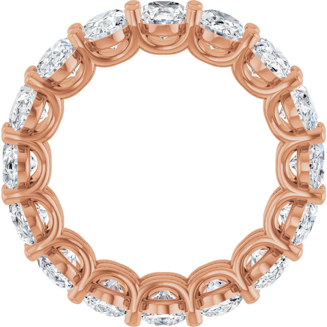 14K Gold Oval Natural Diamond Low Profile Eternity Band - 6x4mm Stones (Style 689503) - Rose Gold - view 2
