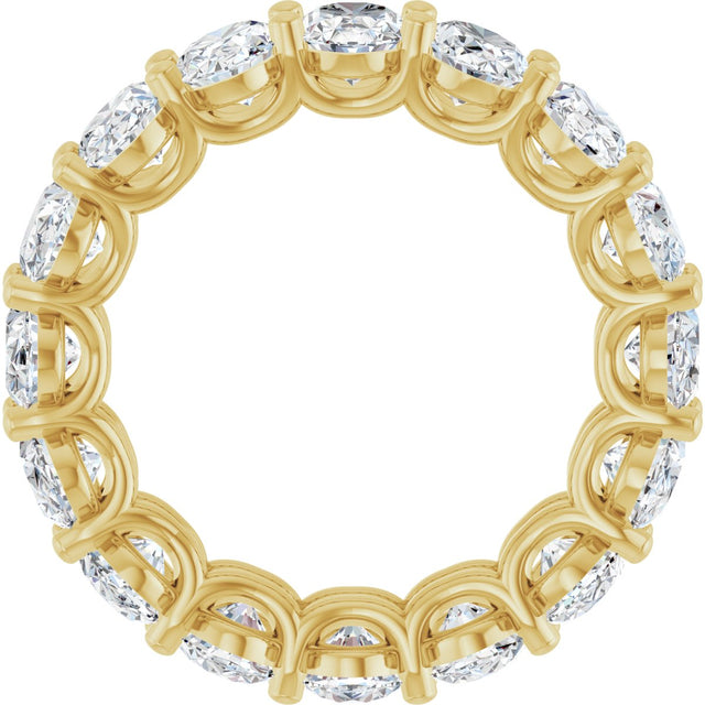 14K Gold Oval Natural Diamond Low Profile Eternity Band - 6x4mm Stones (Style 689503) - Yellow Gold - view 2