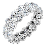 14K Gold Oval Natural Diamond Low Profile Eternity Band - 6x4mm Stones (Style 689503) - White Gold