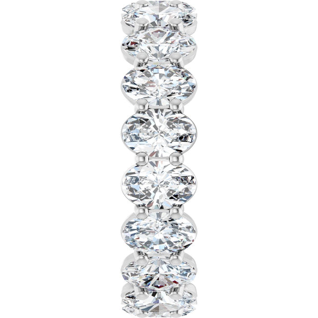 14K Gold Oval Natural Diamond Low Profile Eternity Band - 6x4mm Stones (Style 689503) - White Gold - view 4
