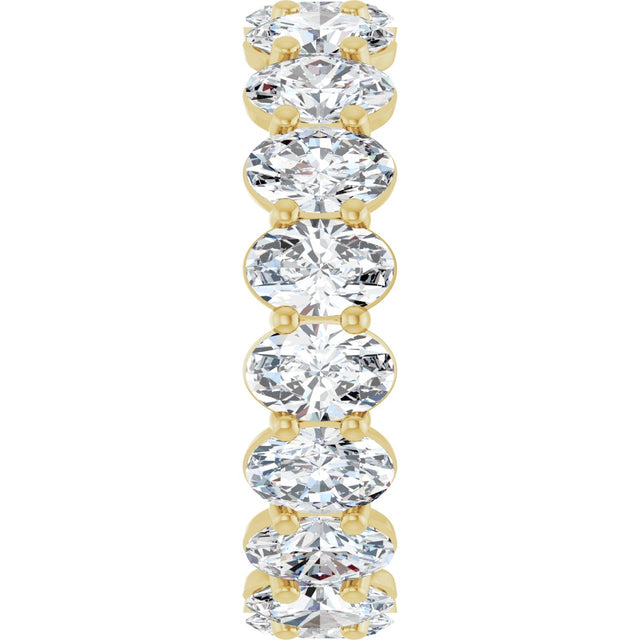 14K Gold Oval Natural Diamond Low Profile Eternity Band - 6x4mm Stones (Style 689503) - Yellow Gold - view 4