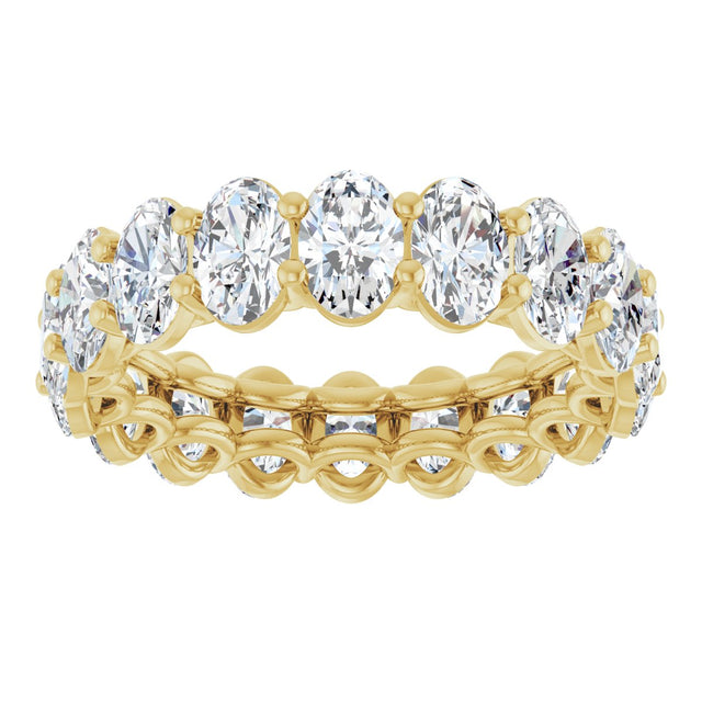 14K Gold Oval Natural Diamond Low Profile Eternity Band - 6x4mm Stones (Style 689503) - Yellow Gold - view 3