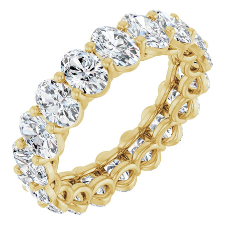 14K Gold Oval Lab-Grown Diamond Low Profile Eternity Band - 6x4mm Stones (Style 689503) - Yellow Gold