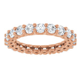 14K Gold Round Natural Diamond Low Profile Eternity Band - 3mm Stones - Rose Gold - view 3
