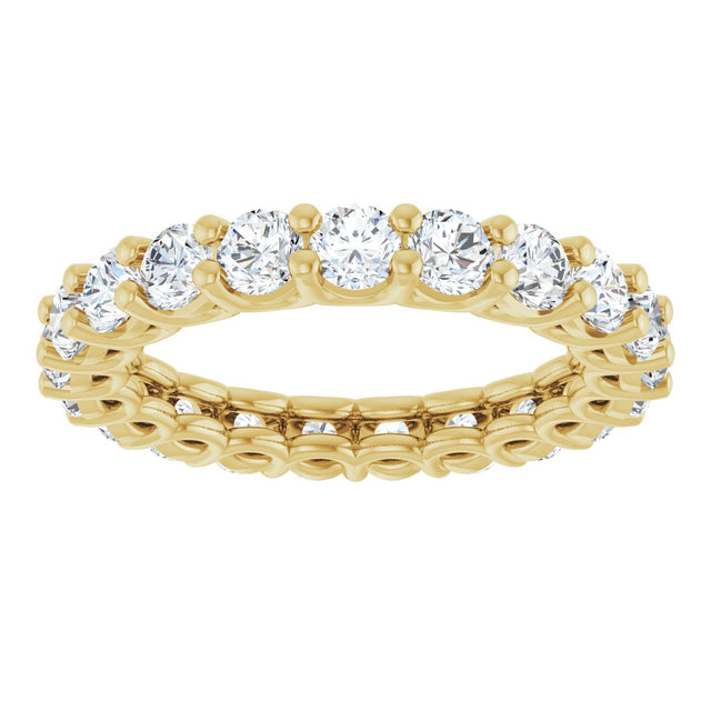 14K Gold Round Natural Diamond Low Profile Eternity Band - 3mm Stones - Yellow Gold - view 3