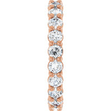14K Gold Round Natural Diamond Low Profile Eternity Band - 3mm Stones - Rose Gold - view 4