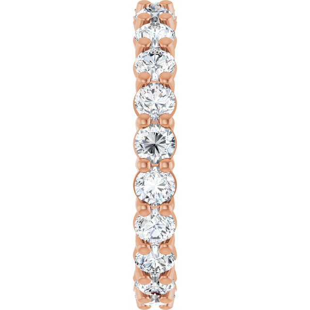 14K Gold Round Natural Diamond Low Profile Eternity Band - 3mm Stones - Rose Gold - view 4