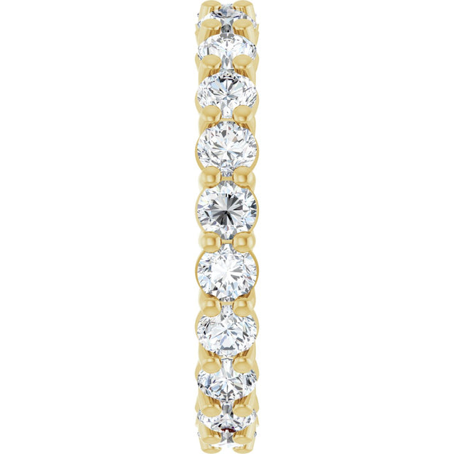 14K Gold Round Natural Diamond Low Profile Eternity Band - 3mm Stones - Yellow Gold - view 4