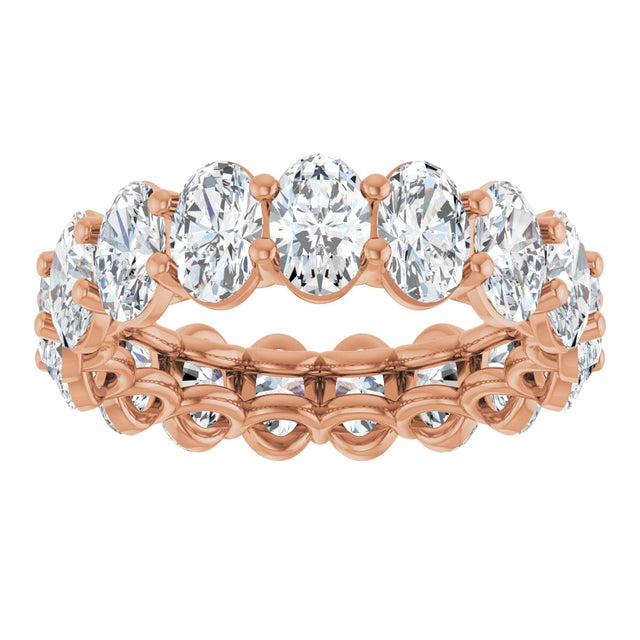 14K Gold Oval Lab-Grown Diamond Low Profile Eternity Band - 6x4mm Stones (Style 689503) - Rose Gold - view 3