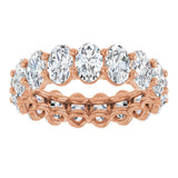 14K Gold Oval Natural Diamond Low Profile Eternity Band - 6x4mm Stones (Style 689503) - Rose Gold - view 3