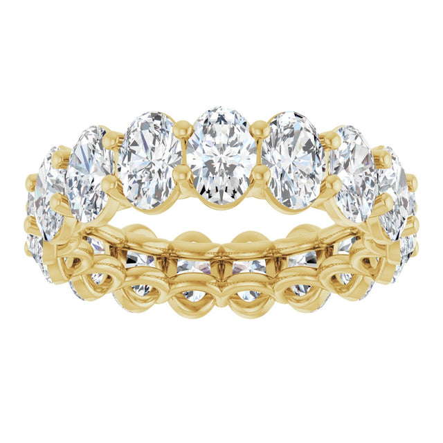 14K Gold Oval Lab-Grown Diamond Low Profile Eternity Band - 6x4mm Stones (Style 689503) - Yellow Gold - view 3