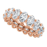 14K Gold Oval Natural Diamond Low Profile Eternity Band - 6x4mm Stones (Style 689503) - Rose Gold - view 5