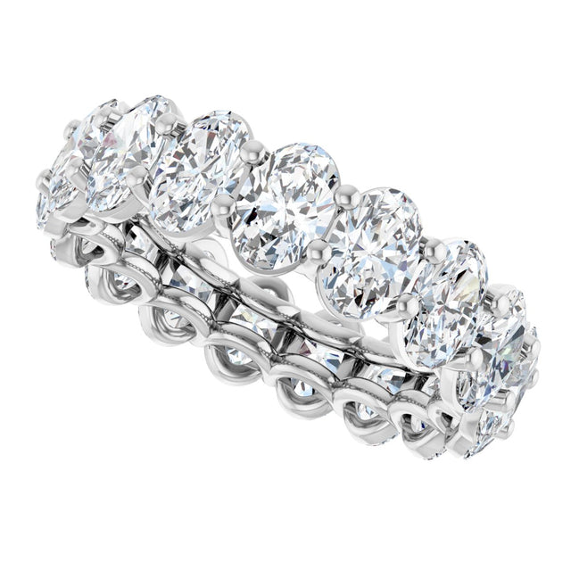 Platinum Oval Natural Diamond Low Profile Eternity Band - 6x4mm Stones (Style 689503) - view 5