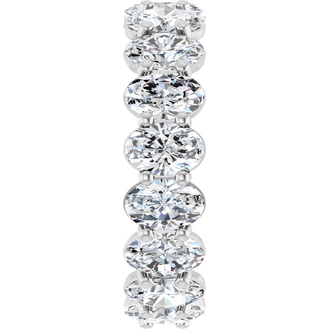 14K Gold Oval Natural Diamond Low Profile Eternity Band - 6x4mm Stones (Style 689503) - White Gold - view 4