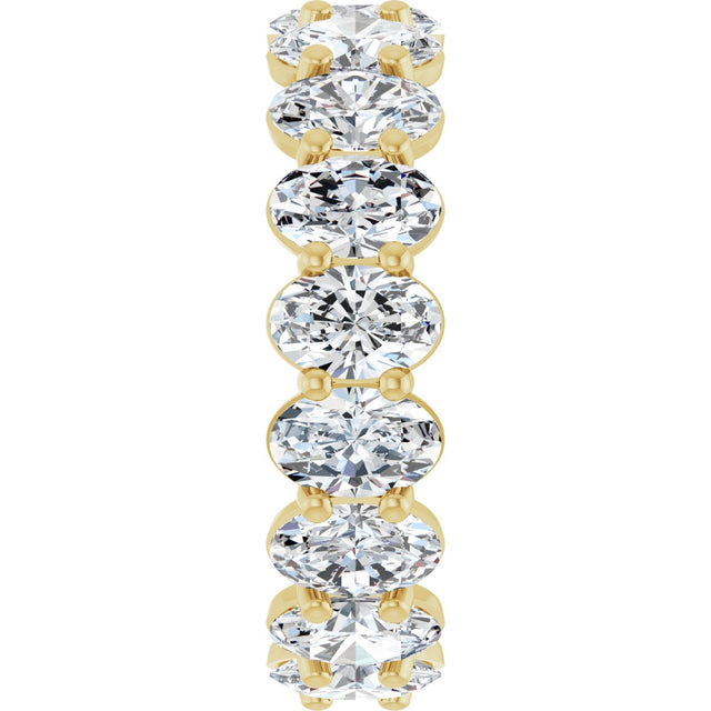 14K Gold Oval Natural Diamond Low Profile Eternity Band - 6x4mm Stones (Style 689503) - Yellow Gold - view 4