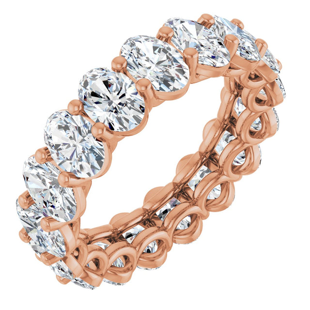 14K Gold Oval Lab-Grown Diamond Low Profile Eternity Band - 6x4mm Stones (Style 689503) - Rose Gold
