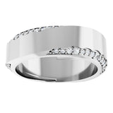 Platinum Round Natural Diamond Scalloped Beveled-Edge Accented Band - 1.1mm Stones - view 3