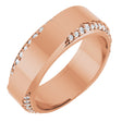 14K Gold Round Natural Diamond Scalloped Beveled-Edge Accented Band - 1.1mm Stones - Rose Gold
