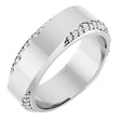 Platinum Round Natural Diamond Scalloped Beveled-Edge Accented Band - 1.1mm Stones