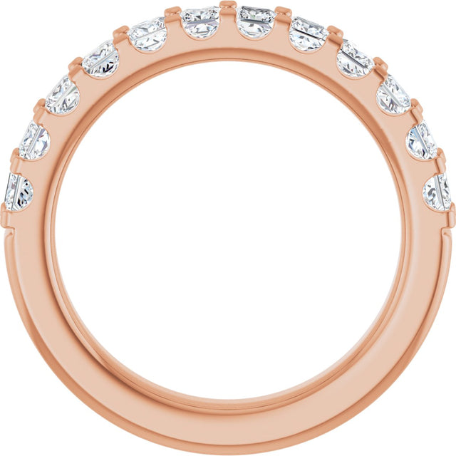 14K Gold Square Lab-Grown Diamond Shared-Prong Anniversary Band - 5/8-1 1/8 CTW - Rose Gold - view 7