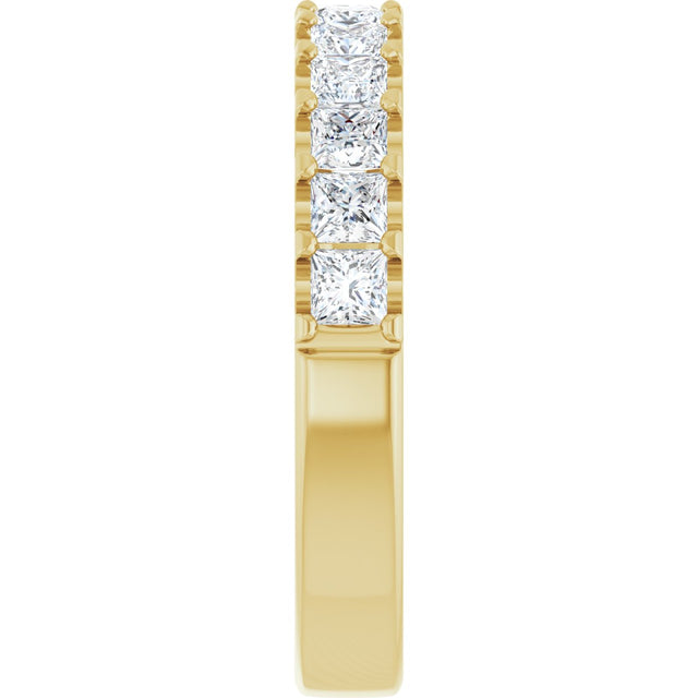 14K Gold Square Natural Diamond Shared-Prong Anniversary Band - 5/8-1 1/8 CTW - Yellow Gold - view 9