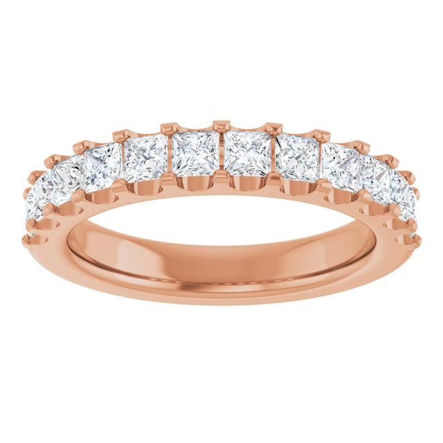 14K Gold Square Natural Diamond Shared-Prong Anniversary Band - 5/8-1 1/8 CTW - Rose Gold - view 8