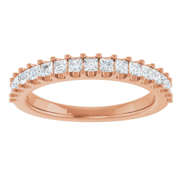 14K Gold Square Natural Diamond Shared-Prong Anniversary Band - 5/8-1 1/8 CTW - Rose Gold - view 8