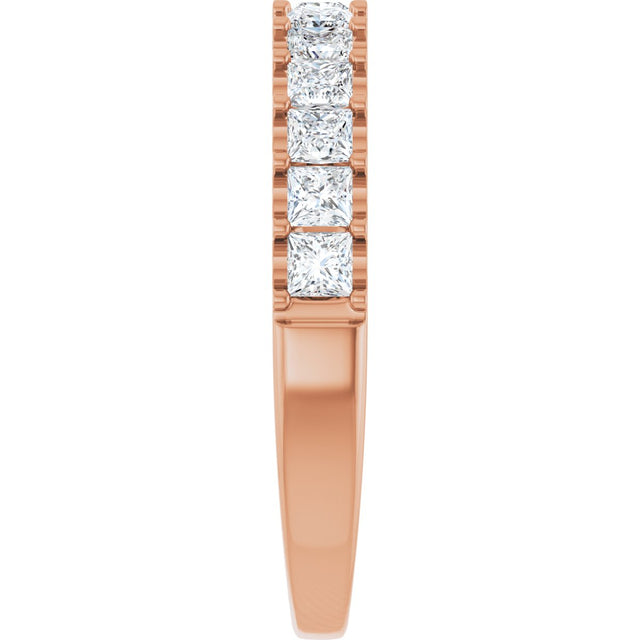 14K Gold Square Natural Diamond Shared-Prong Anniversary Band - 5/8-1 1/8 CTW - Rose Gold - view 9