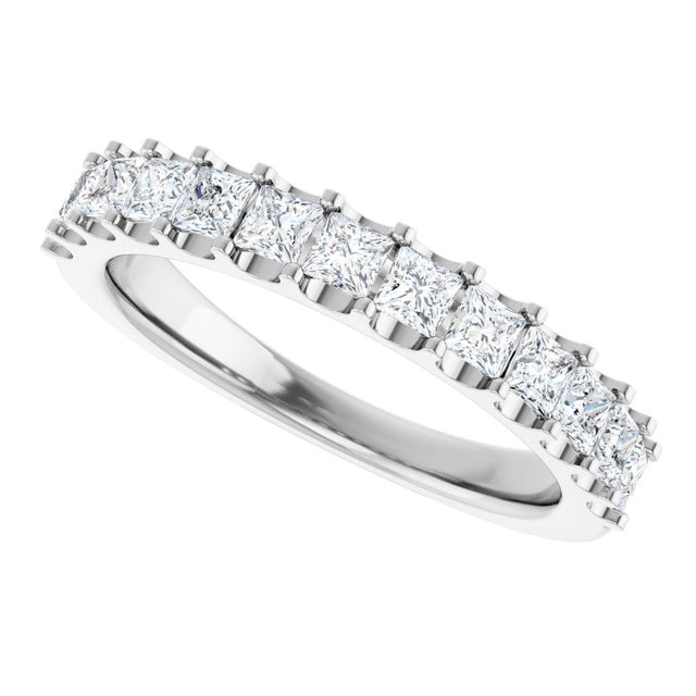 14K Gold Square Lab-Grown Diamond Shared-Prong Anniversary Band - 5/8-1 1/8 CTW - White Gold - view 10