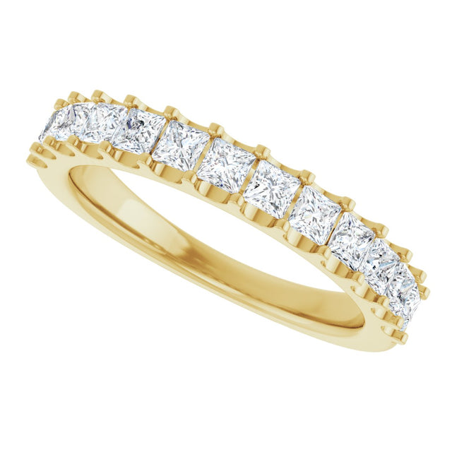 14K Gold Square Natural Diamond Shared-Prong Anniversary Band - 5/8-1 1/8 CTW - Yellow Gold - view 10