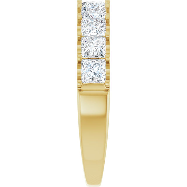 14K Gold Square Natural Diamond Shared-Prong Anniversary Band - 1 5/8 CTW - Yellow Gold - view 9