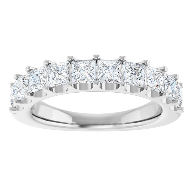 14K Gold Square Natural Diamond Shared-Prong Anniversary Band - 1 5/8 CTW - White Gold - view 8