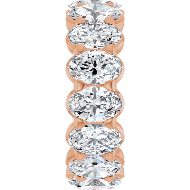 14K Gold Oval Lab-Grown Diamond Low Profile Eternity Band - 6x4mm Stones - Rose Gold - view 11