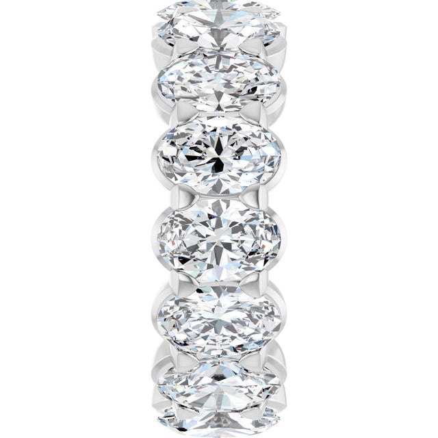 14K Gold Oval Natural Diamond Low Profile Eternity Band - 6x4mm Stones - White Gold - view 9