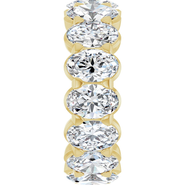 14K Gold Oval Natural Diamond Low Profile Eternity Band - 6x4mm Stones - Yellow Gold - view 9