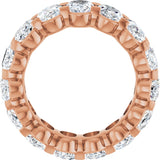 14K Gold Oval Natural Diamond Low Profile Eternity Band - 6x4mm Stones - Rose Gold - view 8