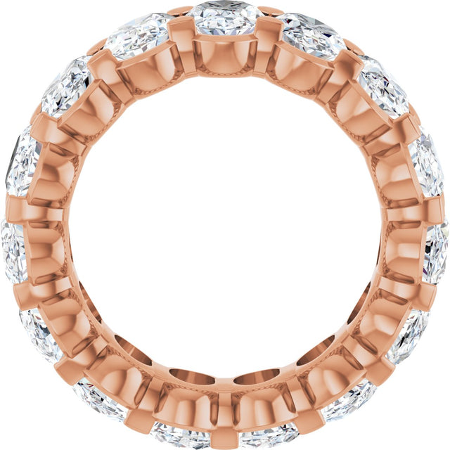 14K Gold Oval Natural Diamond Low Profile Eternity Band - 6x4mm Stones - Rose Gold - view 8