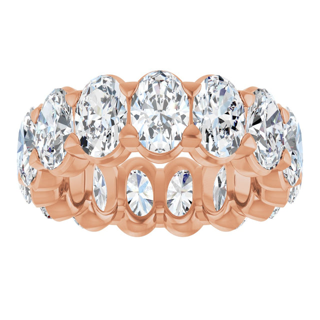 14K Gold Oval Lab-Grown Diamond Low Profile Eternity Band - 6x4mm Stones - Rose Gold - view 9