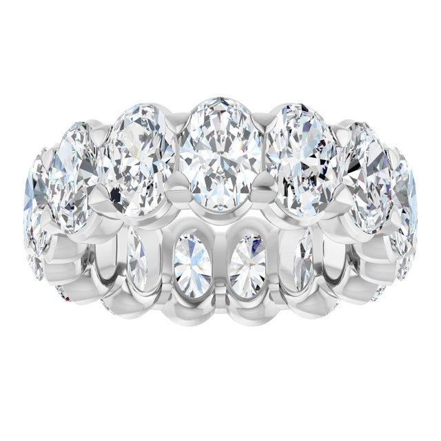 14K Gold Oval Natural Diamond Low Profile Eternity Band - 6x4mm Stones - White Gold - view 8