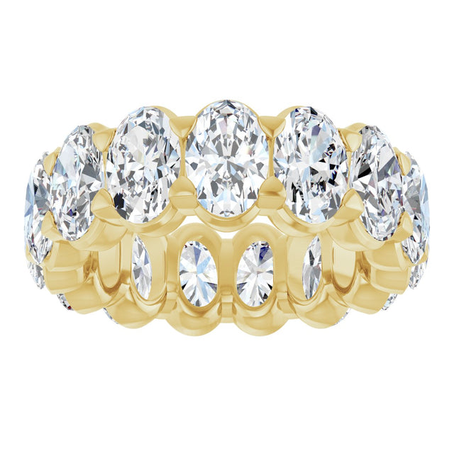 14K Gold Oval Natural Diamond Low Profile Eternity Band - 6x4mm Stones - Yellow Gold - view 8