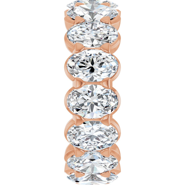 14K Gold Oval Natural Diamond Low Profile Eternity Band - 6x4mm Stones - Rose Gold - view 9