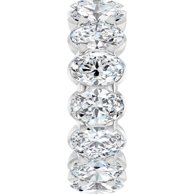 14K Gold Oval Lab-Grown Diamond Low Profile Eternity Band - 6x4mm Stones - White Gold - view 9