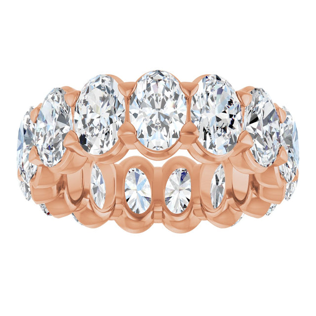 14K Gold Oval Lab-Grown Diamond Low Profile Eternity Band - 6x4mm Stones - Rose Gold - view 8