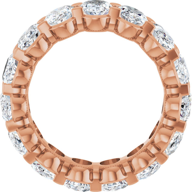 14K Gold Oval Natural Diamond Low Profile Eternity Band - 6x4mm Stones - Rose Gold - view 7