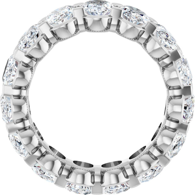 14K Gold Oval Natural Diamond Low Profile Eternity Band - 6x4mm Stones - White Gold - view 7