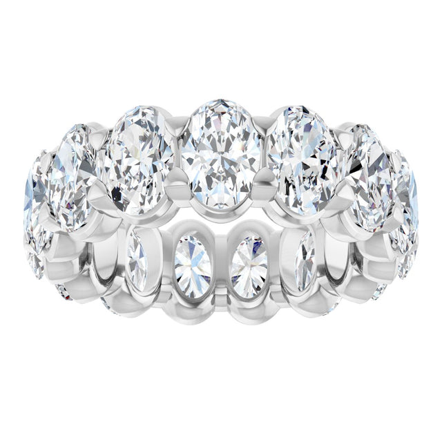 14K Gold Oval Natural Diamond Low Profile Eternity Band - 6x4mm Stones - White Gold - view 8