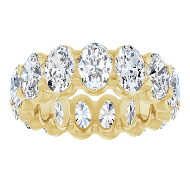 14K Gold Oval Lab-Grown Diamond Low Profile Eternity Band - 6x4mm Stones - Yellow Gold - view 8